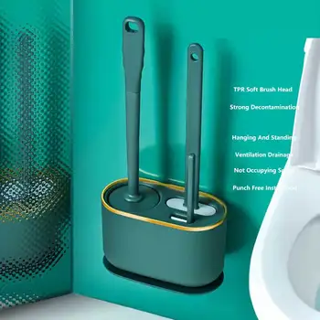 Tuvalet Fırçası Silikon Hiçbir Delme Duvara Monte Çok fonksiyonlu 3in1cleaning Araçları Braketi ile Banyo Tuvalet Seti Aksesuarları