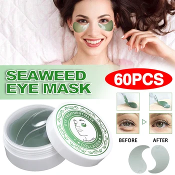 60 Pcs Altında Göz Yamalar Yeşil Yosun Maskesi Jel Ped Nemlendirici Anti Koyu Daire Kırışıklık Göz Maskesi Yosun Onarım Güzellik