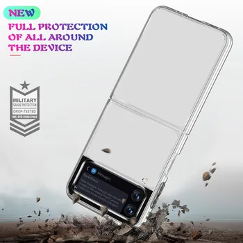 Kaymaz Şeffaf Akrilik arka kapak samsung kılıfı Galaxy Z Flip 3 5G Flip3 Anti-scratch Katlanır Telefon Kılıfları