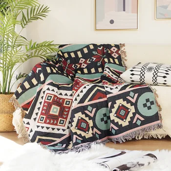 Bohemian atmak battaniye yatak örtüsü soyut kanepe havlu açık piknik örtüsü dekorasyon ev odası geometri Goblen ekose halı