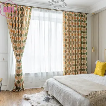 Yeni Perdeler Oturma Yemek Odası Yatak Odası Modern Basit Polyester Pamuk Baskı Sanat Geometrik Desenler Odası Dekor